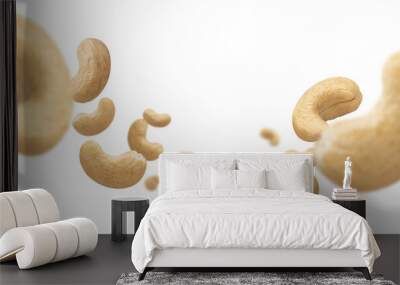 Flying delicious cashew nuts, cut out Wall mural