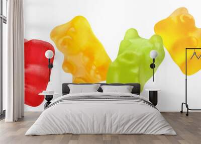 Flying jelly gummy bears cut out Wall mural