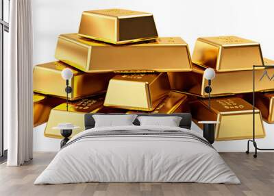 Gold bars stacks, cut out Wall mural