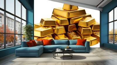 Gold bars stacks, cut out Wall mural