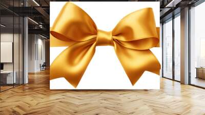 Golden ribbon and bow, cut out Wall mural