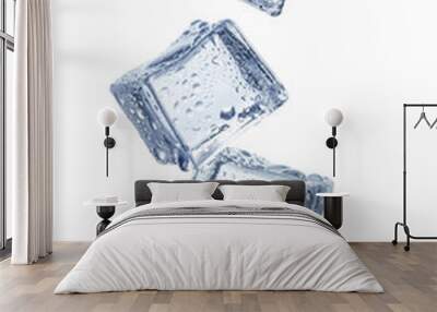 Ice cubes, isolated on white background Wall mural