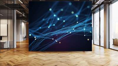 Luminous blue network connection with sparkling dots background. Based on Generative AI Wall mural