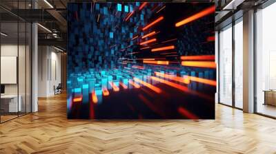 Modern digital abstract 3D background. Can be used in the description of network abilities, technological processes, digital storages, science, education, etc. Copy space Wall mural