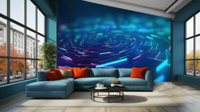 Modern digital abstract 3D background. Copy space. Based on Generative AI Wall mural