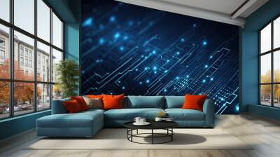 Modern digital abstract 3D background. Copy space. Can be used in the description of network abilities, technological processes, digital storages, science, education, etc. Wall mural