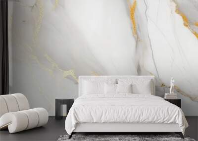 Natural white marble texture with golden inserts Wall mural