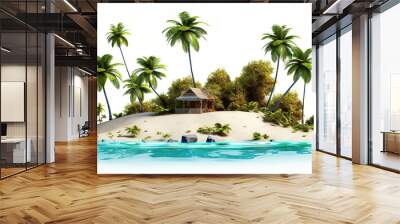 Picturesque palm island, cut out Wall mural