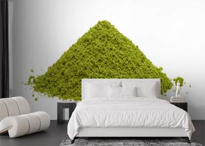 Pile of green powder, isolated on white background Wall mural