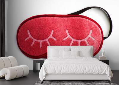 Red sleeping eye mask, isolated on white background Wall mural