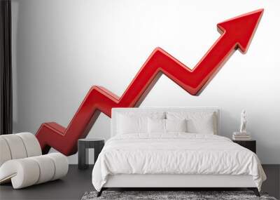 Red upward arrow graph showing rising trend, cut out Wall mural