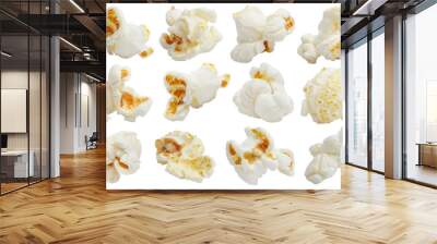 Rich collection of popcorn, isolated on white background Wall mural