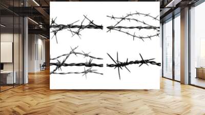 Set of barbed wires cut out Wall mural