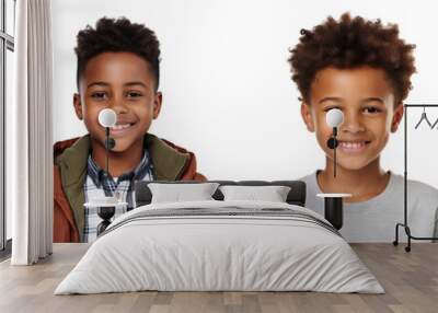 Set of cheerful young African American boys, cut out Wall mural