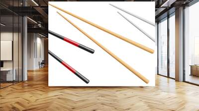 Set of chopsticks, isolated on white background Wall mural