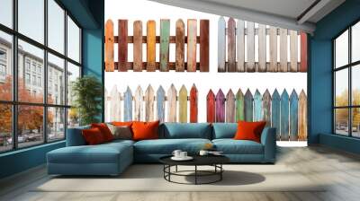 Set of colorful wooden fences, cut out Wall mural