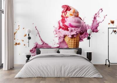 Set of delicious ice cream explosions, cut out Wall mural