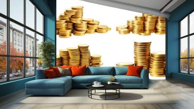 Set of gold coins stacks, cut out Wall mural