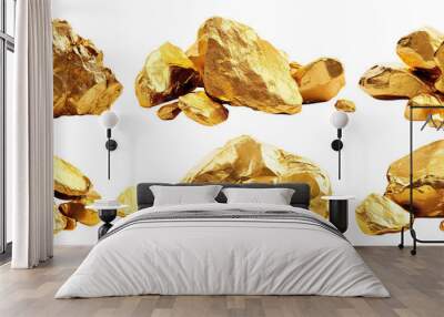 Set of gold nuggets, cut out Wall mural