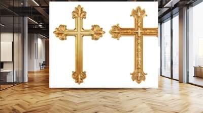 Set of golden crosses, cut out Wall mural