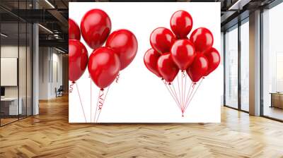 Set of red balloons, cut out Wall mural