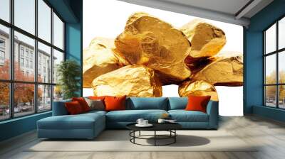 Shimmering gold nuggets, cut out Wall mural