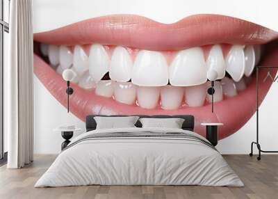 Smiling female mouth with shiny healthy white teeth, cut out Wall mural