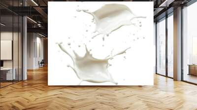 Splashes of milk or cream, cut out Wall mural