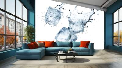 Three falling ice cubes, cut out Wall mural