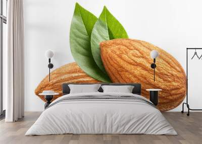 Two almonds with leaves cut out Wall mural