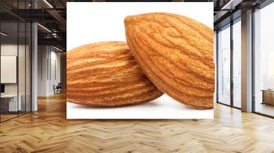 Two delicious almonds, isolated on white background Wall mural