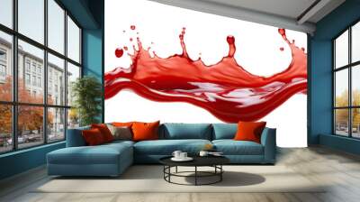 Vibrant and energetic splash of a red liquid similar to red berry jam, juice or punch, cut out Wall mural