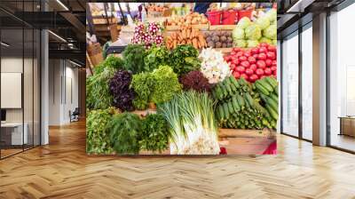 Traditional fruits and vegetables market. Wall mural