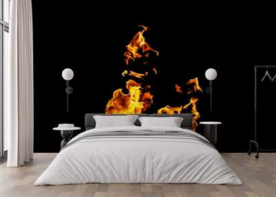 Fire flames on black background. fire on black background isolated. fire patterns Wall mural