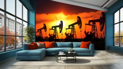 sunset on oilfield Wall mural