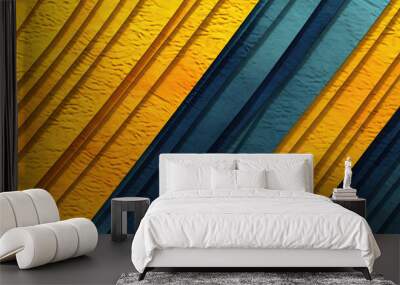 Abstract Textured Design: Yellow-Blue Fusion. Created with Generative AI Wall mural