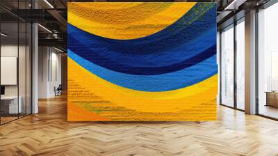 Abstract Textured Design: Yellow-Blue Fusion. Created with Generative AI Wall mural