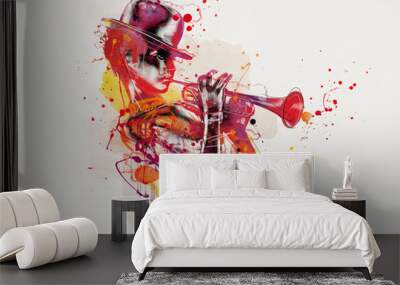 Abstract woman face. Grunge fashion Wall mural