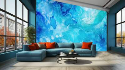 Blue abstract water waves background. Created with Generative AI Wall mural