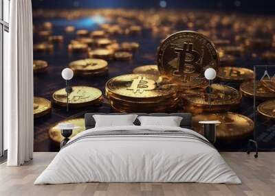 Cryptocurrency - bitcoin coins Wall mural