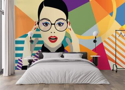 Fashion girl in style pop art. Wall mural