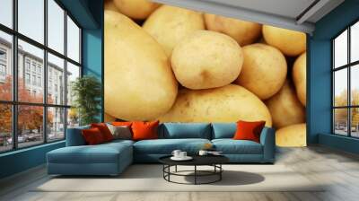 Raw potatoes closeup group Wall mural