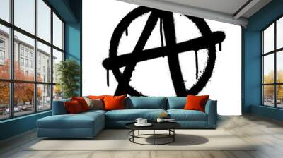 Sprayed anarchy symbol with overspray in black over white. Vector illustration. Wall mural