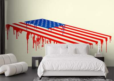 American flag with drips of paint on a white background. Wall mural