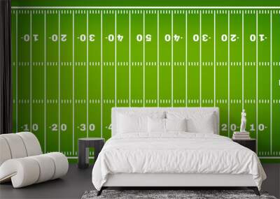 American football field with marking. Football field in top view with white markup Wall mural