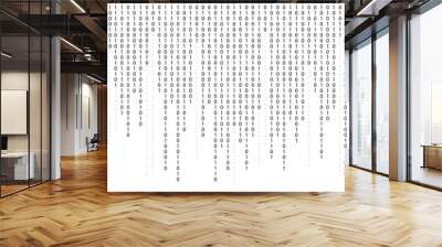 Binary code background. Falling, streaming binary code background. Digital technology wallpaper Wall mural