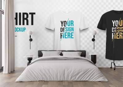 Black and white t-shirt mockup. Mockup of realistic shirt with short sleeves. Blank t-shirt template with empty space for design Wall mural