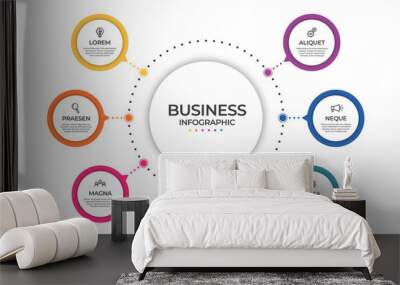 Business infographic template. Timeline concept for presentation, report, infographic and business data visualization. Round design elements with space for text Wall mural