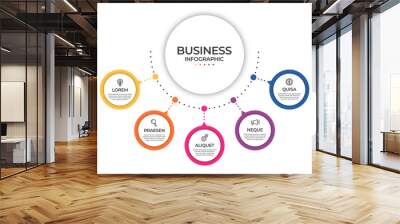 Business infographic template. Timeline concept for presentation, report, infographic and business data visualization. Round design elements with space for text Wall mural