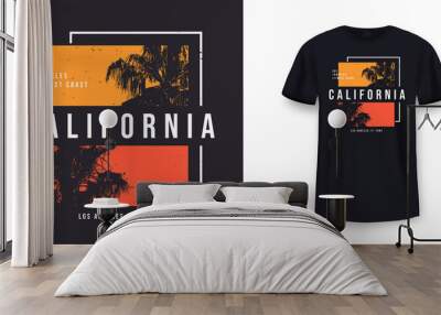 California, Los Angeles t-shirt design. T shirt print design with palm tree. T-shirt design with typography and tropical palm tree for tee print, apparel and clothing Wall mural